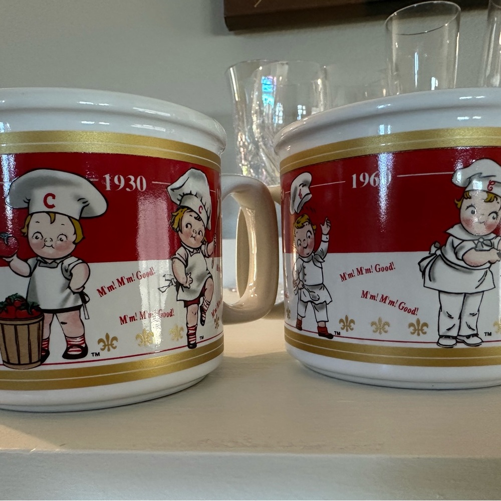 Vintage Campbell’s Design Mugs - Red and White
